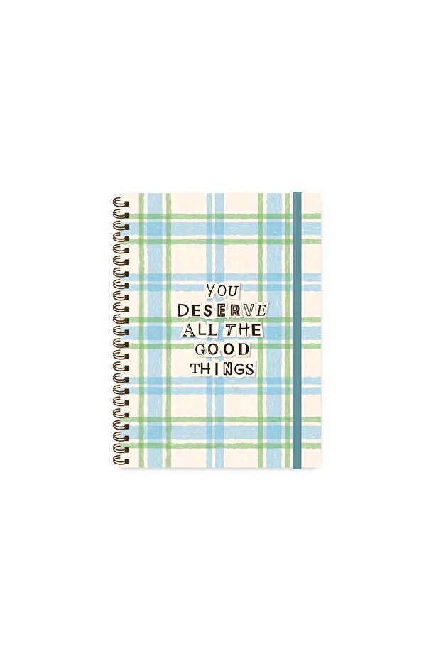 Keskin 16.5 X 22.5 Checked Spiral Vibes Notebook - Good Things