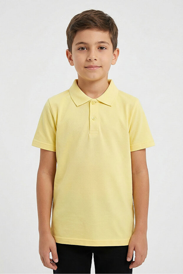 Cotton Pack Short Sleeve Basic Plain Polo Collar School T-Shirt - 26Y 0603