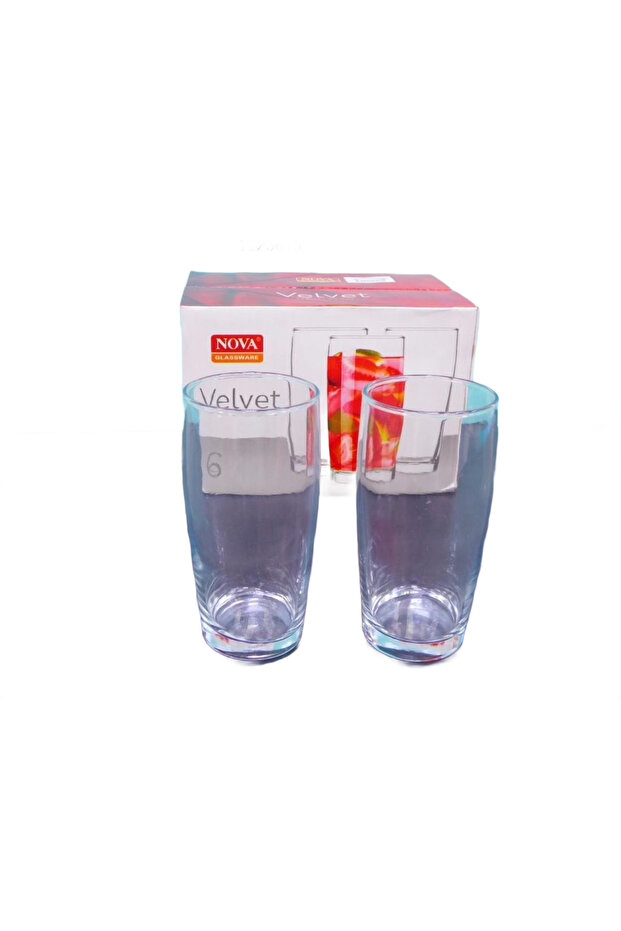 Velvet Glass Tumbler 6 Pieces Set Clear Straight Drinking Glasses Durable Beverage Cups