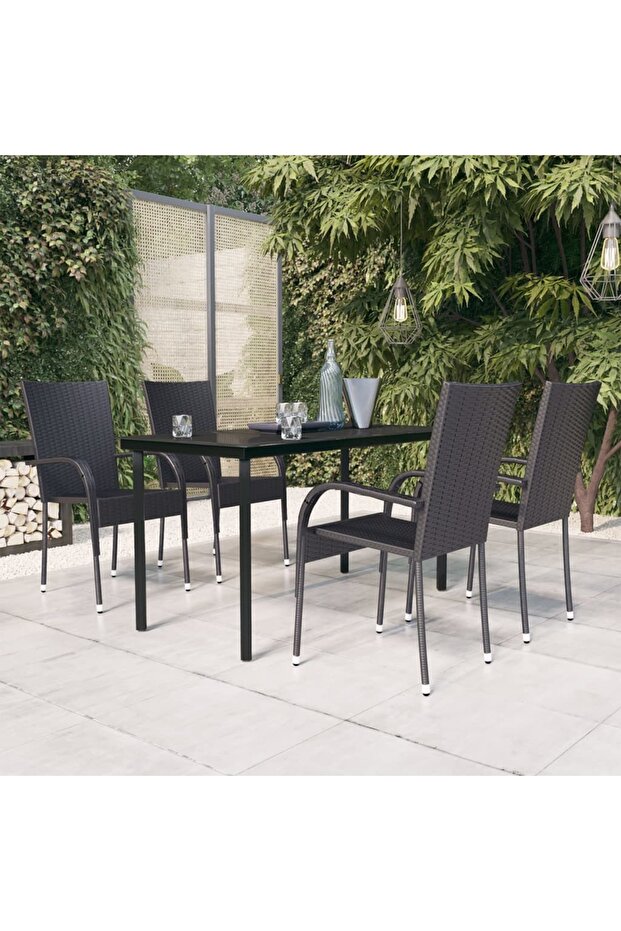 5 Piece Outdoor Dining Set Black
