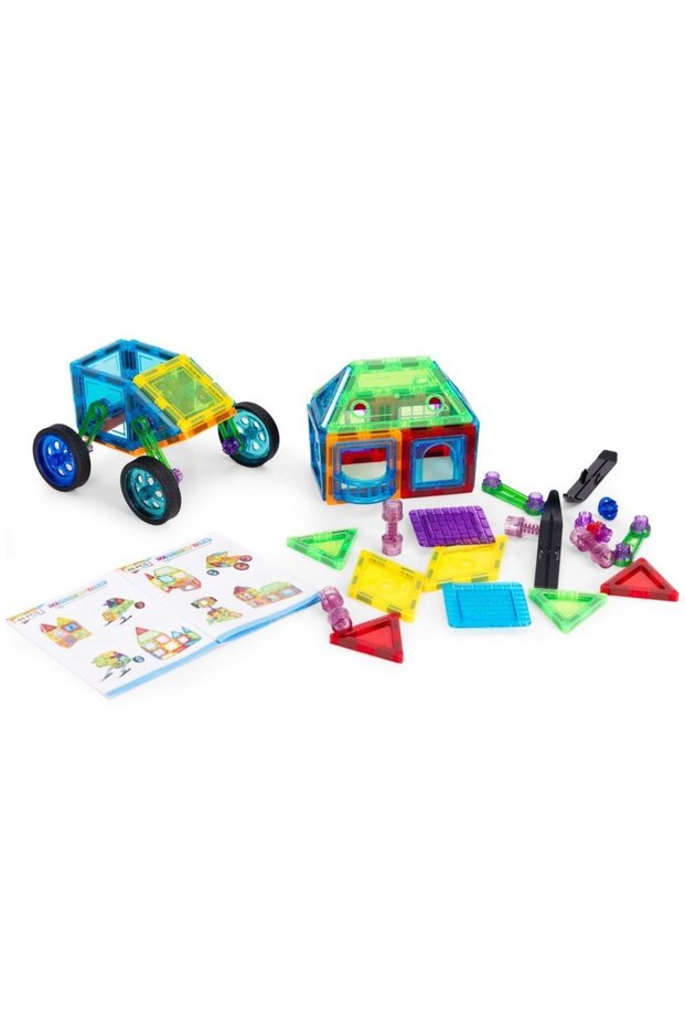 Set de construcții magnetice 2D și 3D, 48 de piese