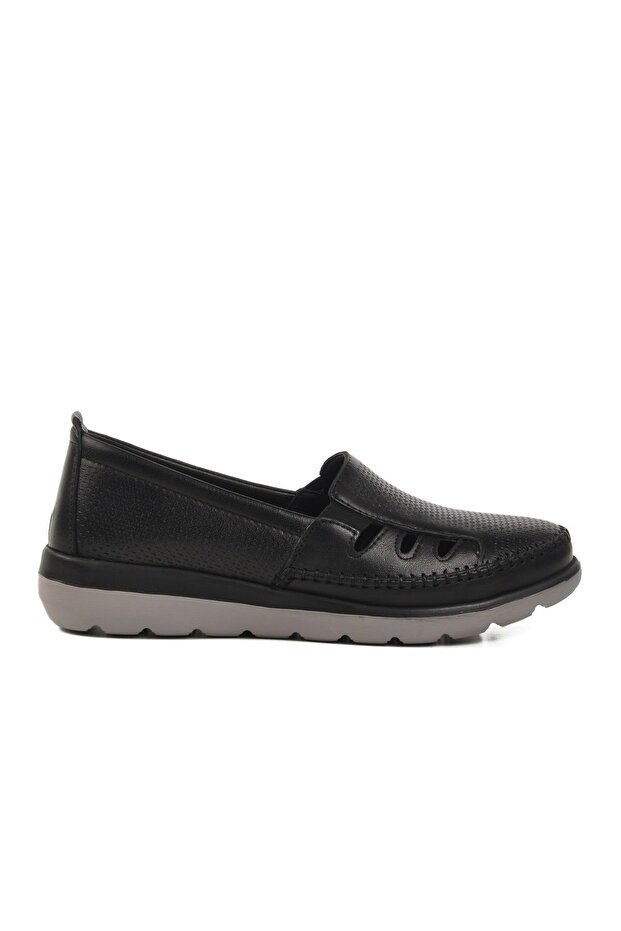 Black Genuine Leather Anatomical Women Casual Shoes