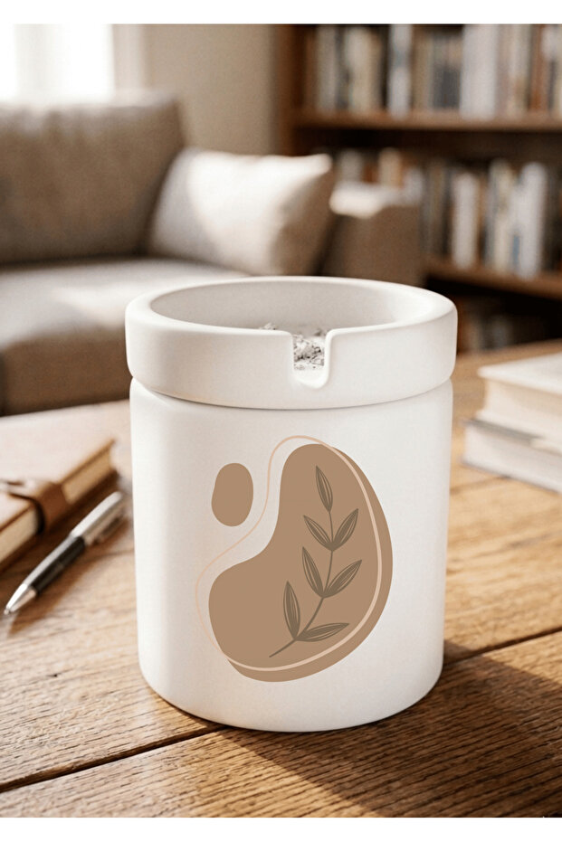 Printed Ceramic Ashtray with Boho Design Odorless Ash Tray