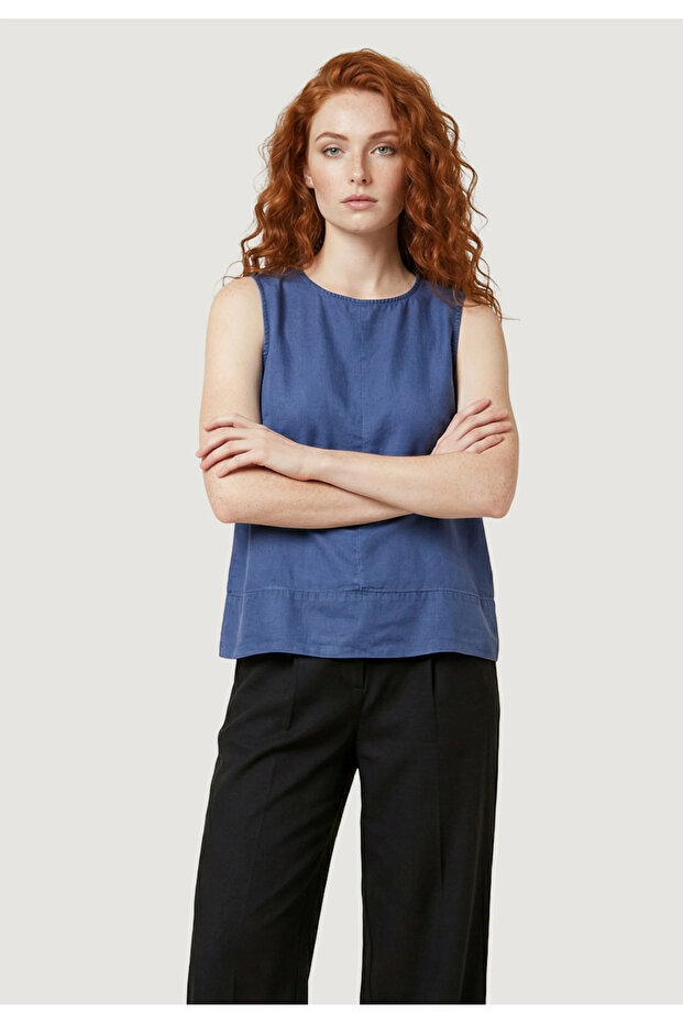 Women's Round Neck Loose Fit Blouse - 15363996
