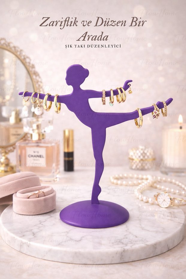 Ballerina Design Jewelry Stand Jewelry Organizer Necklace Hanger Desktop Ring Earring Organizer Purple