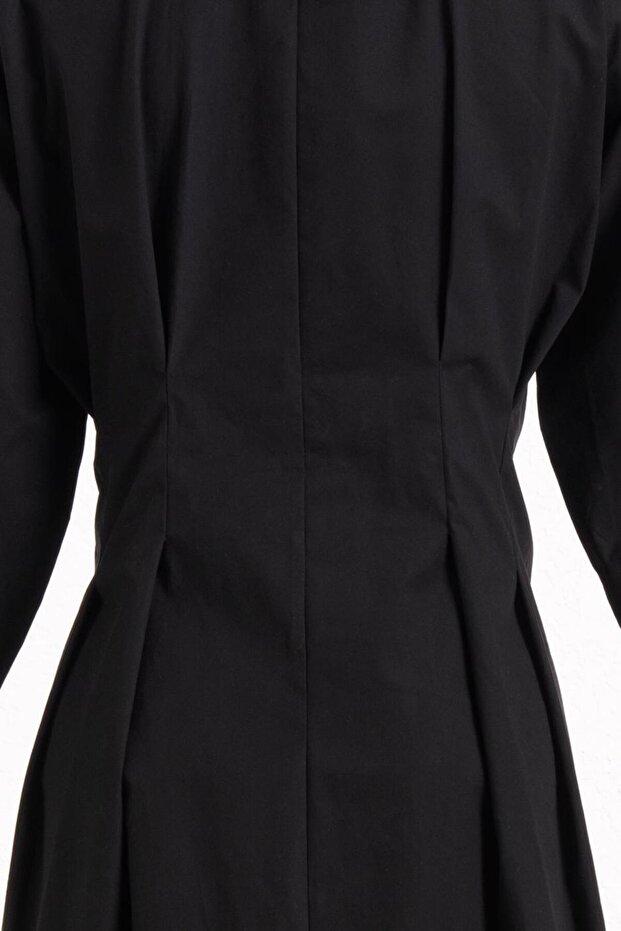 Kemerli Midi Gömlek Elbise - 3