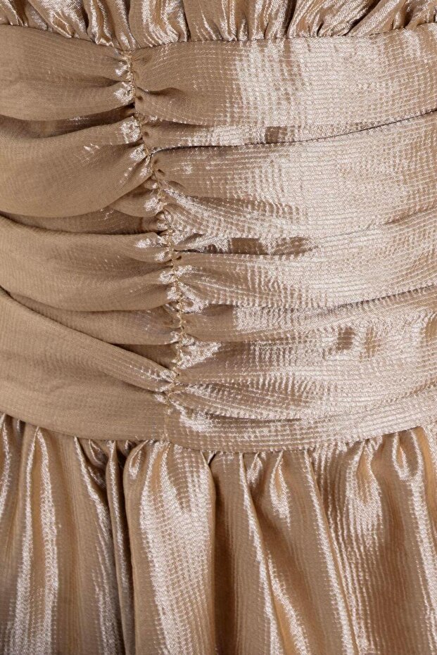 Parlak Balon Mini Elbise - 3