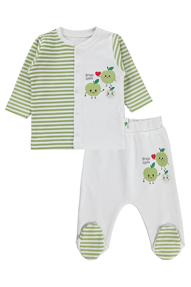 Green Apple Scented Open-Front 1-6 Month Pajama Set - Ecru