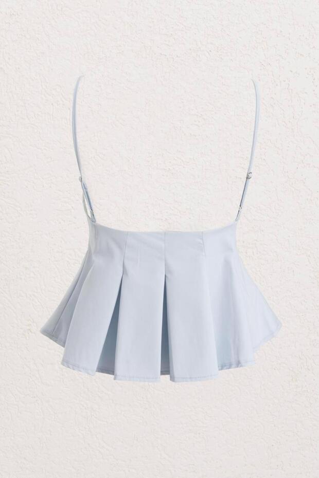 Pileli Askılı Bluz - 2