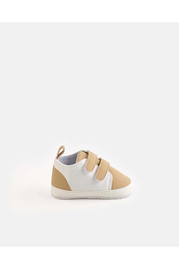 Baby Beige Double Velcro Pram Shoes