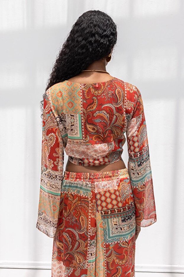 İspanyol Kollu Bağlamalı Bluz - 6