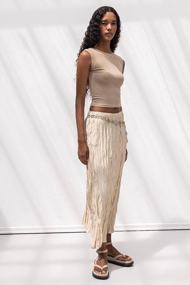 Crashlı Midi Etek - 4