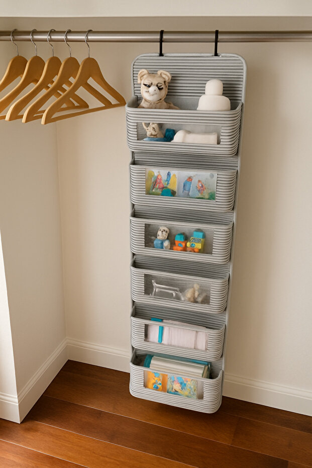 6-Tier Children's Room Bathroom Hanging Shelf Organizer Storage Bin