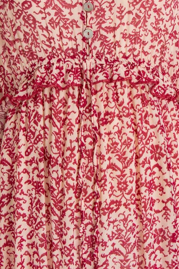 Fırfırlı Oversize Midi Elbise - 3