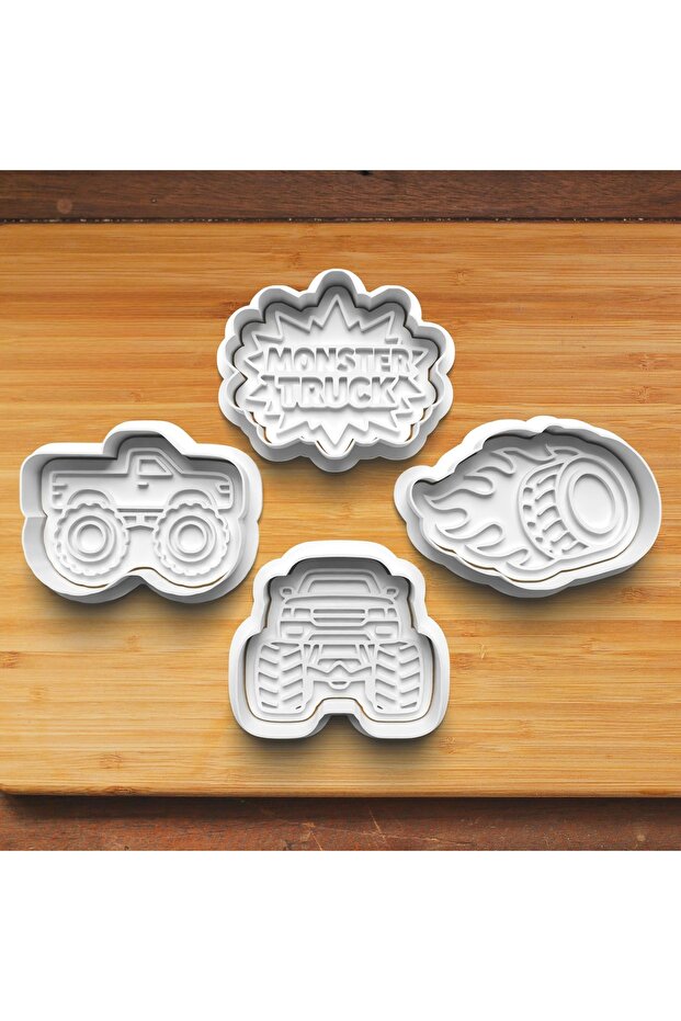 Monster Truck Set of 4 Cookie and Sugar Dough Molds