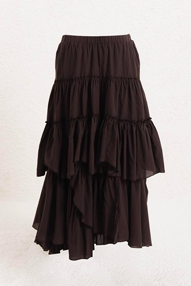 Katlı Maksi Etek - 1