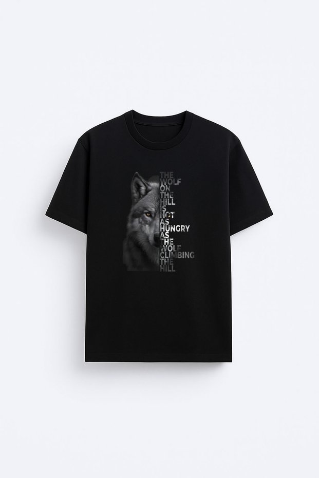 Turkish Bozkurt Kurt Printed Crew Neck Black T-Shirt for Adults and Children