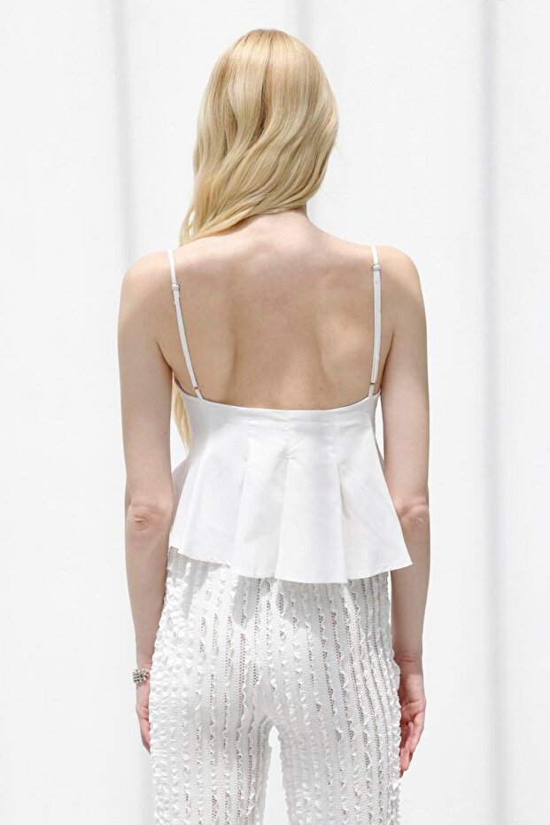 Pileli Askılı Bluz - 6