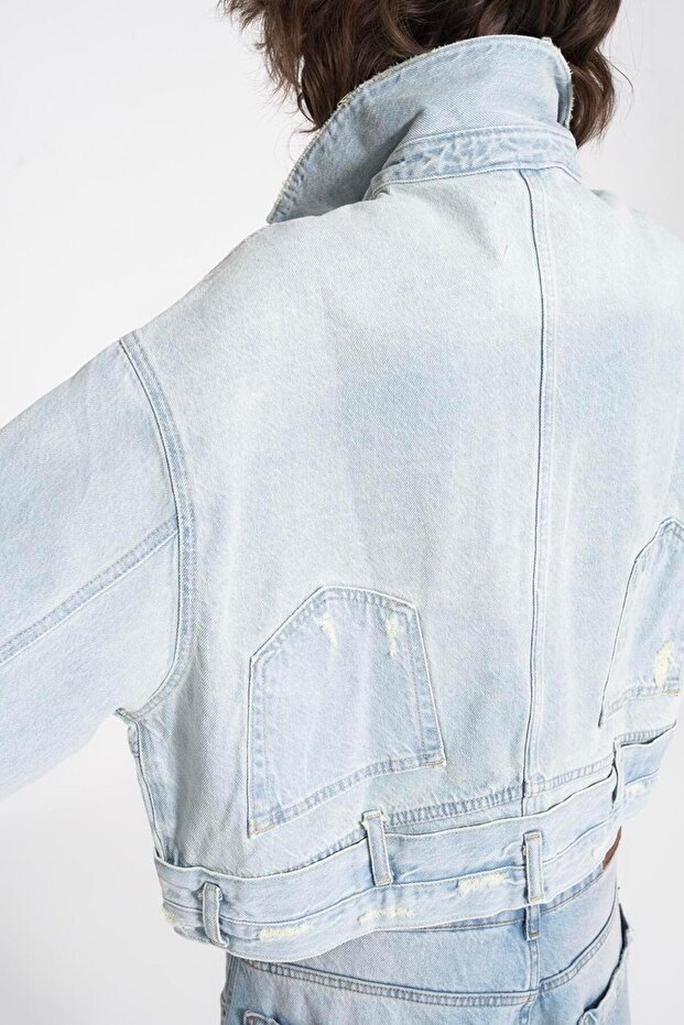 Yıpratmalı Denim Mont - 6