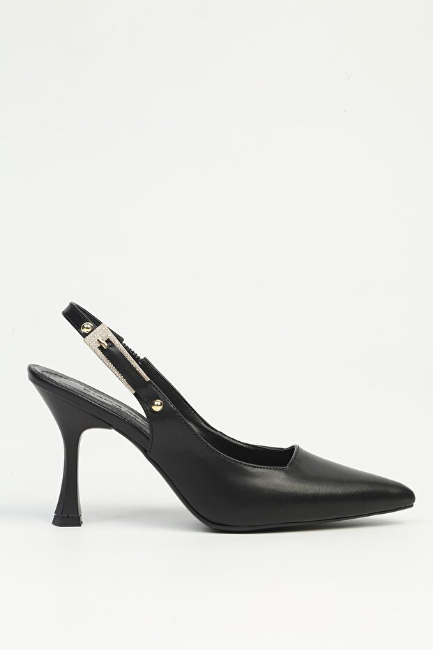 Women's Black Heeled Shoes Pc-55514
