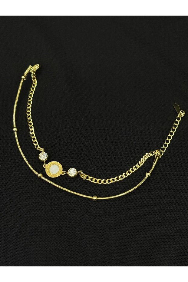 316L Steel Gold Color Double Chain Bracelet (17+4 cm)