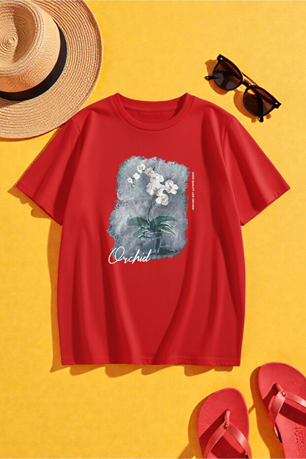 Unisex Orchid Printed Oversize T-shirt