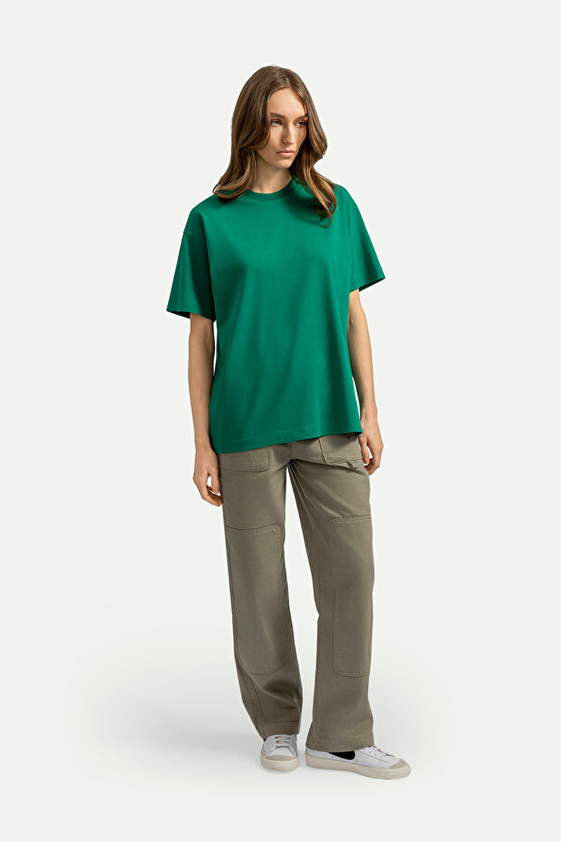 Erkek Oversize Basic T-Shirt - Urban - Forest Shade - 7