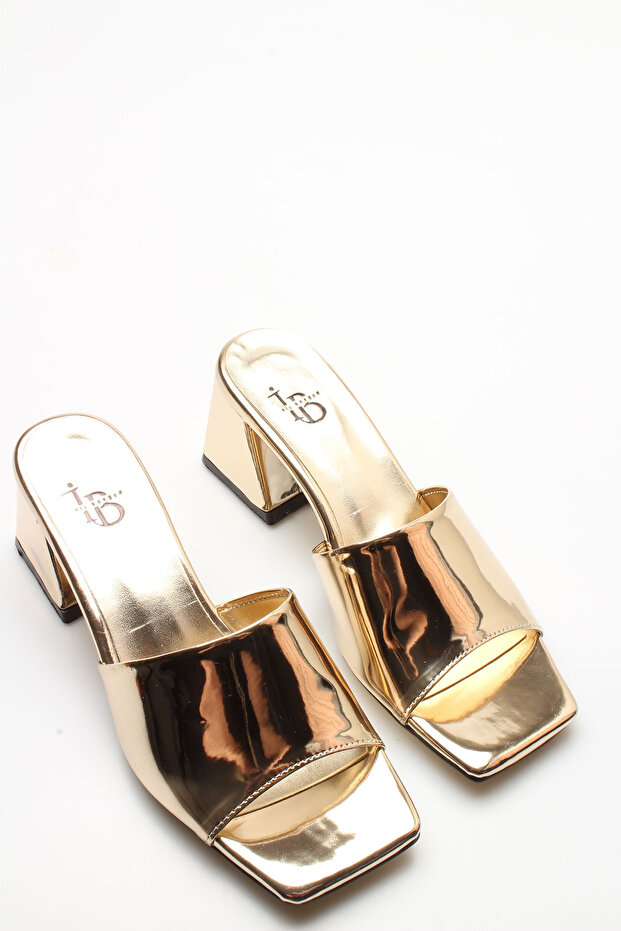 Golden Patent Leather Women's Slippers.