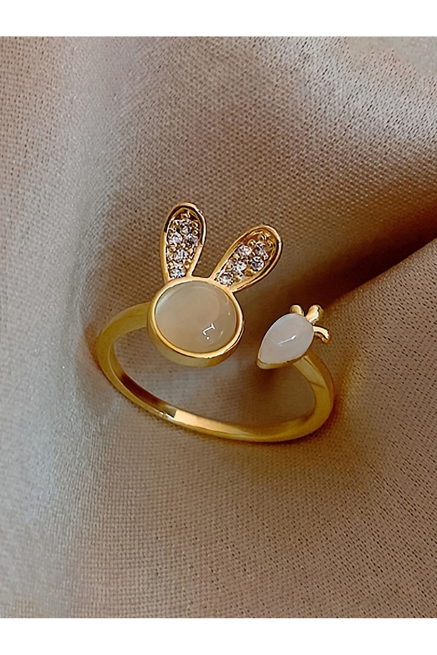 Rhinestone Bunny and Carrot Ring