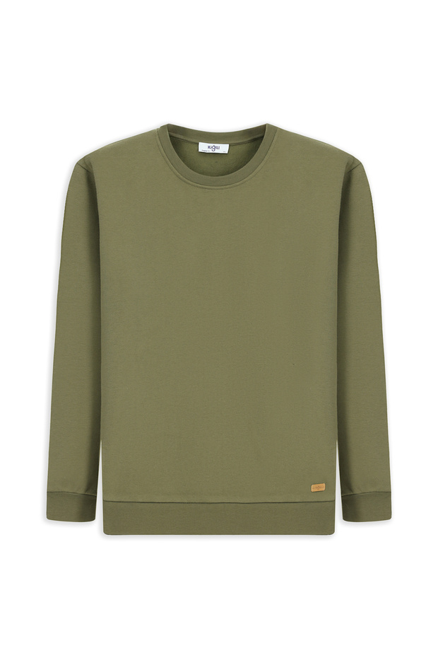 Crew Neck Regular Fit Cotton Basic Sweatshirt - 1