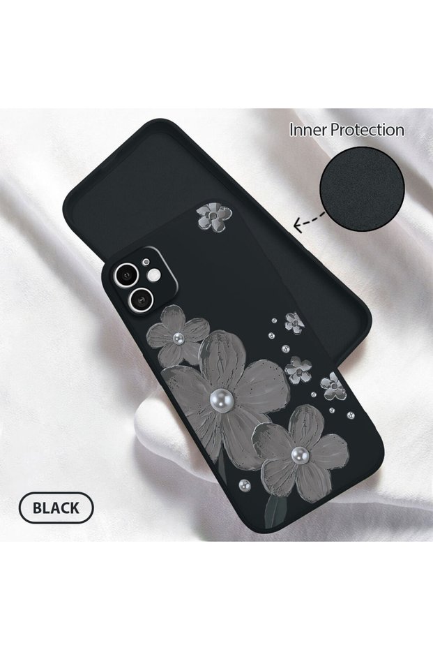 iPhone 11 Compatible Floral Print Liquid Silicone Case, Full Protection, Soft and Comfortable, High Quality