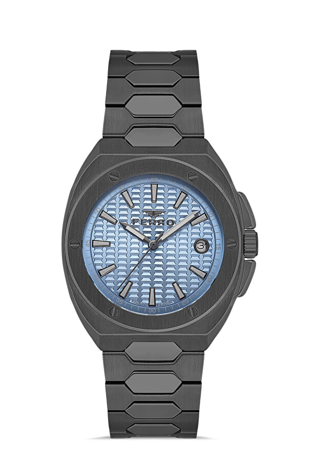 Black steel band men's wristwatch fm40160a-v3 - active functions, waterproof, gift boxed
