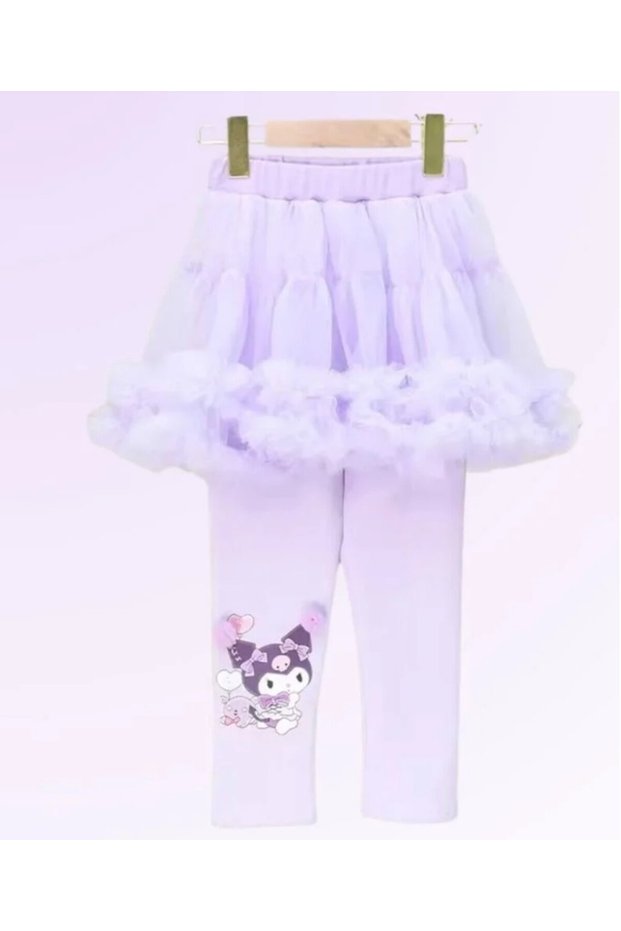 Kuromi Winter Leggings with P Fleece Tutu Skirt