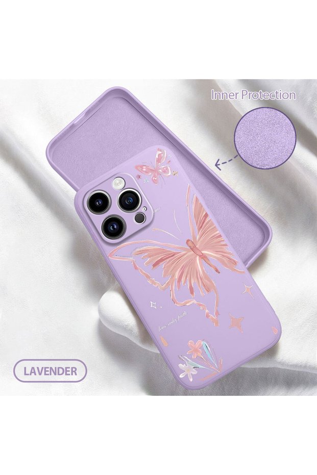 iPhone 14 Pro Compatible Special Butterfly Design Liquid Silicone Case, Slim, Slip-Resistant