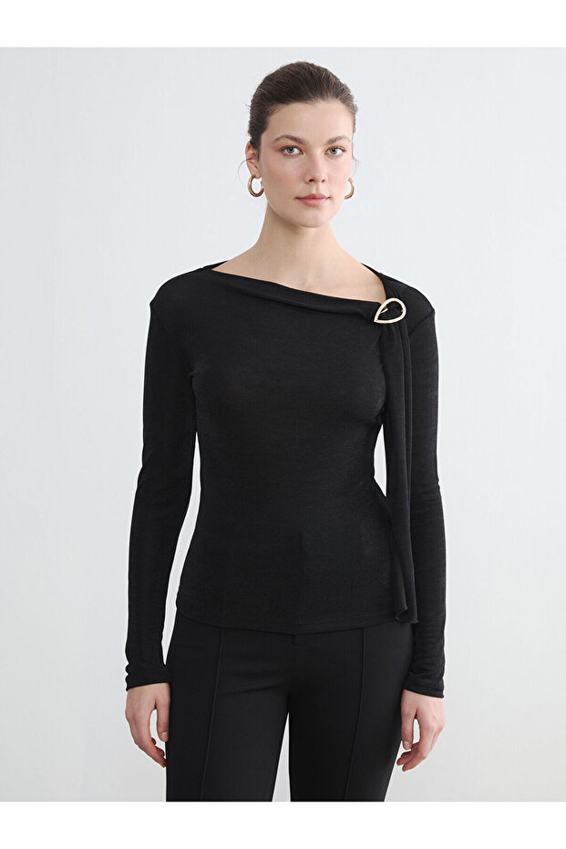 Trendlucky Women's Boat Neck Gathered Bodysuit with a Difference