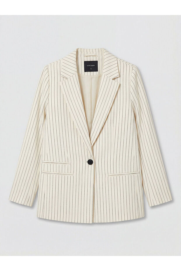 Ozmarka New Season Striped Linen Blend Women's Blazer Jacket