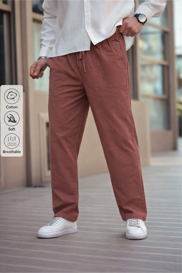 Men's Linen Loose Fit Trousers Tile