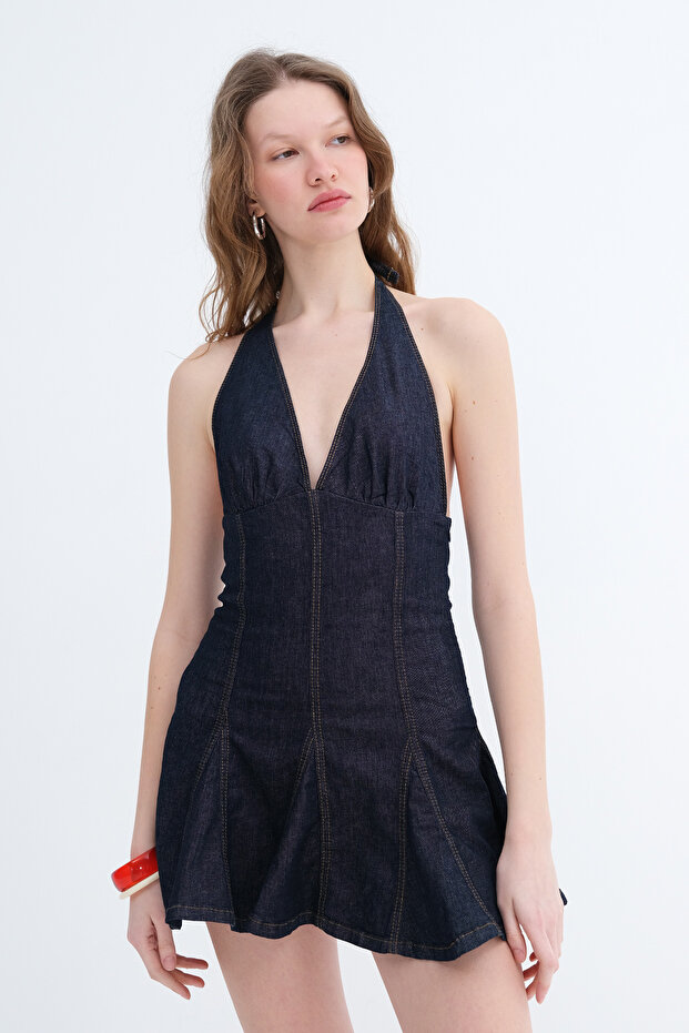 Denim Mini Elbise E17563 - 3
