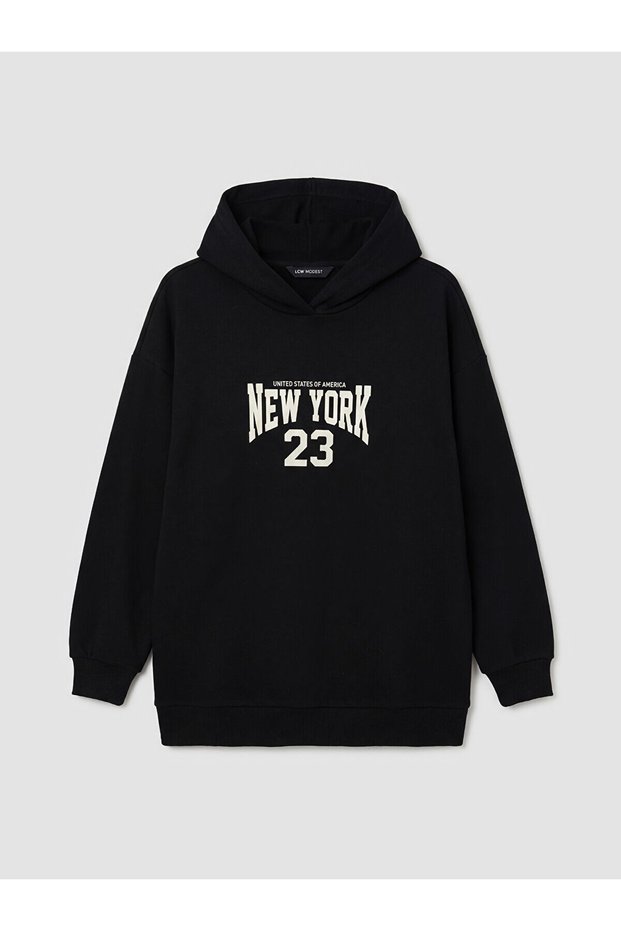 Vizyon New Season Hooded New York Printed Women's Sweatshirt Tunic