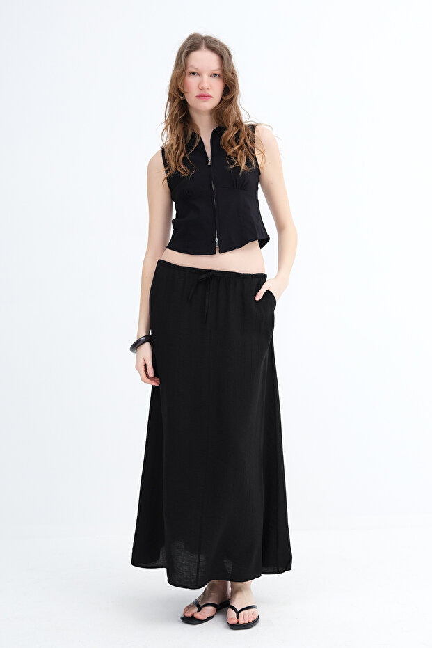 Elastic Waist Long Skirt E17627