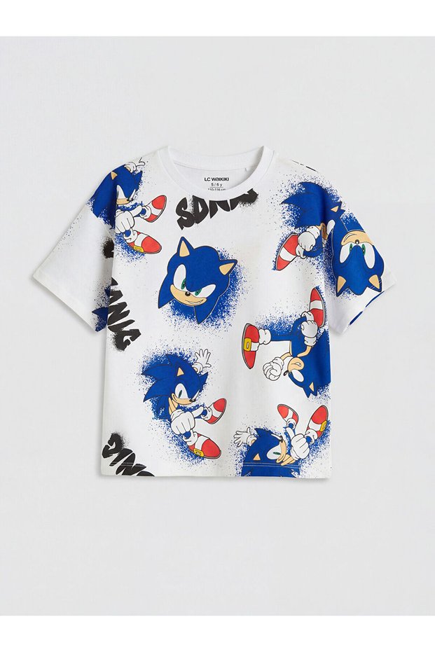Seray New Season Crew Neck Sonic Printed Boys T-Shirt