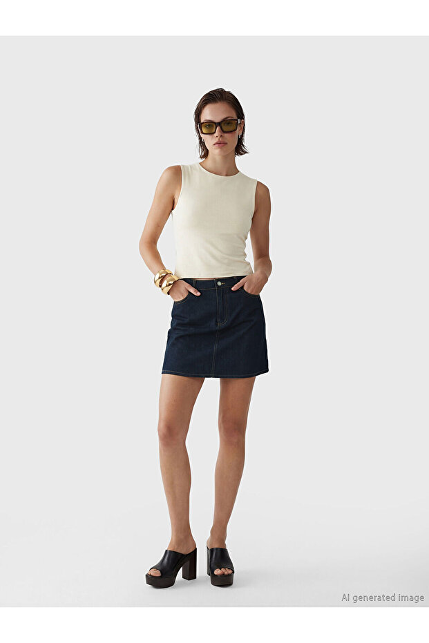 Trendlucky Standard Fit Mini Jean Skirt with a Difference