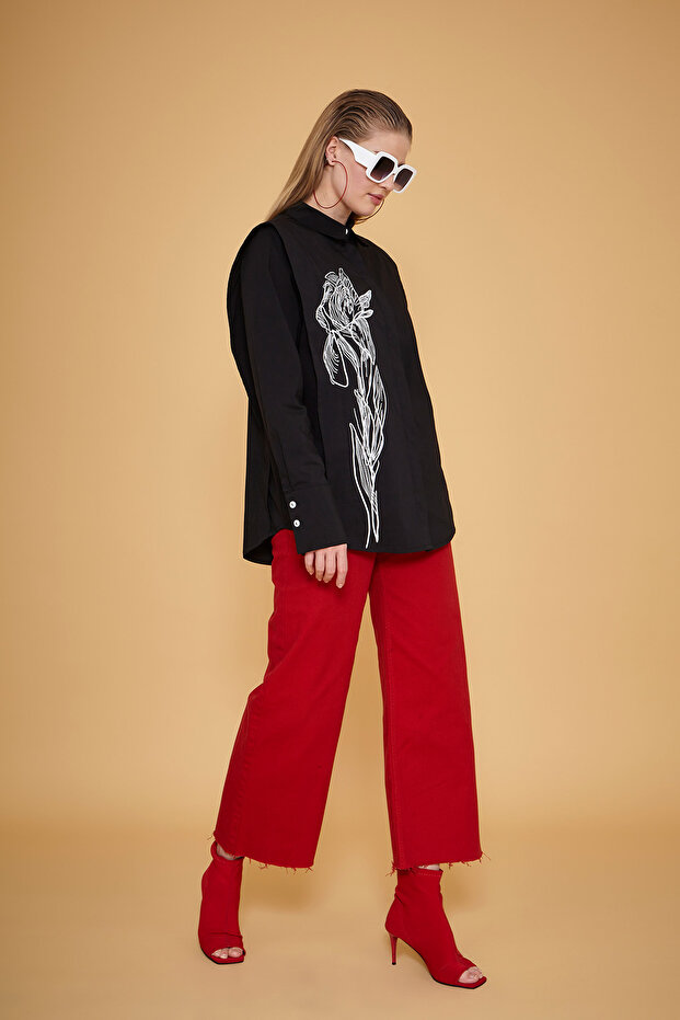 Desenli Poplin Gömlek - 2