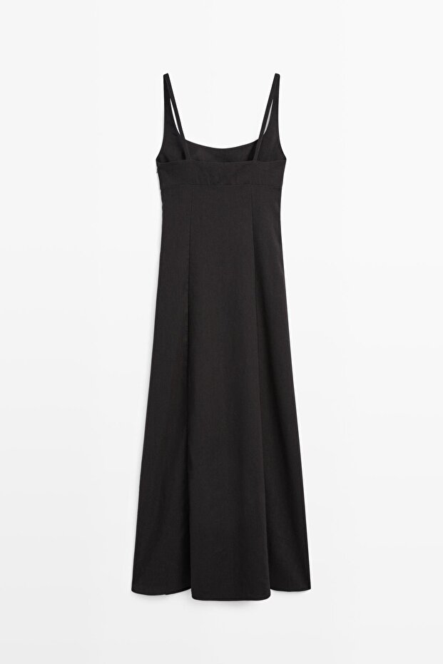 Keten askılı midi elbise - 8