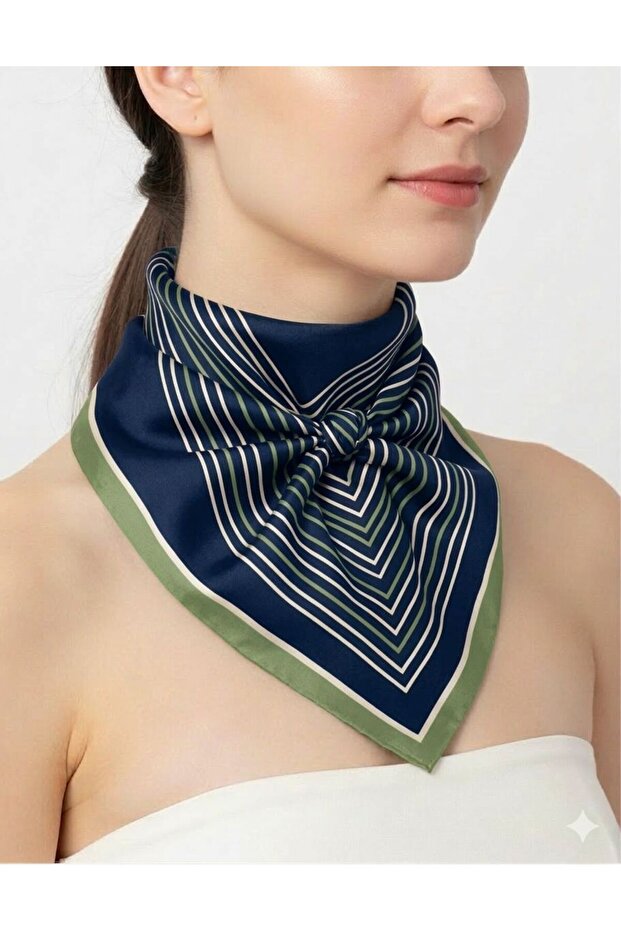 Choose Your Style Navy Blue V-Line Scarf / Bandana / Accessory 48X48 cm