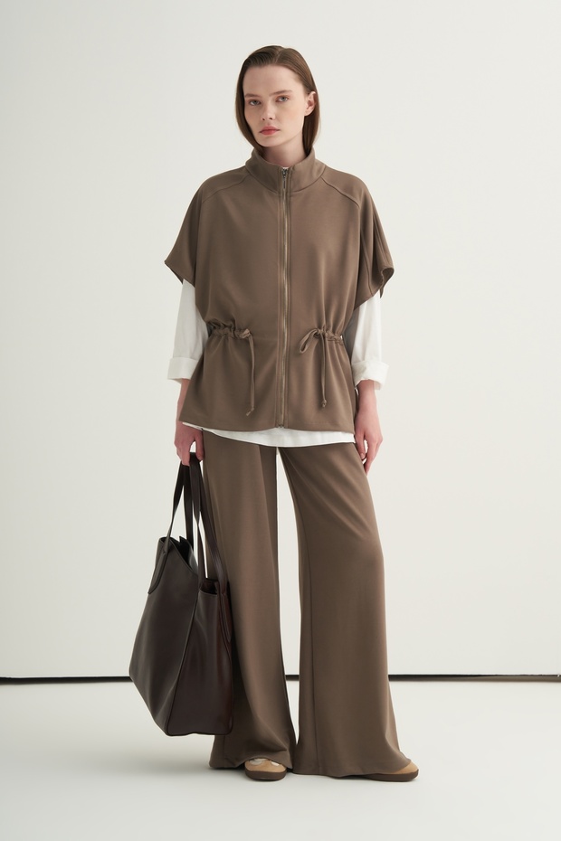 Women's Oversized Vest Wide-Leg Trousers Set Mink