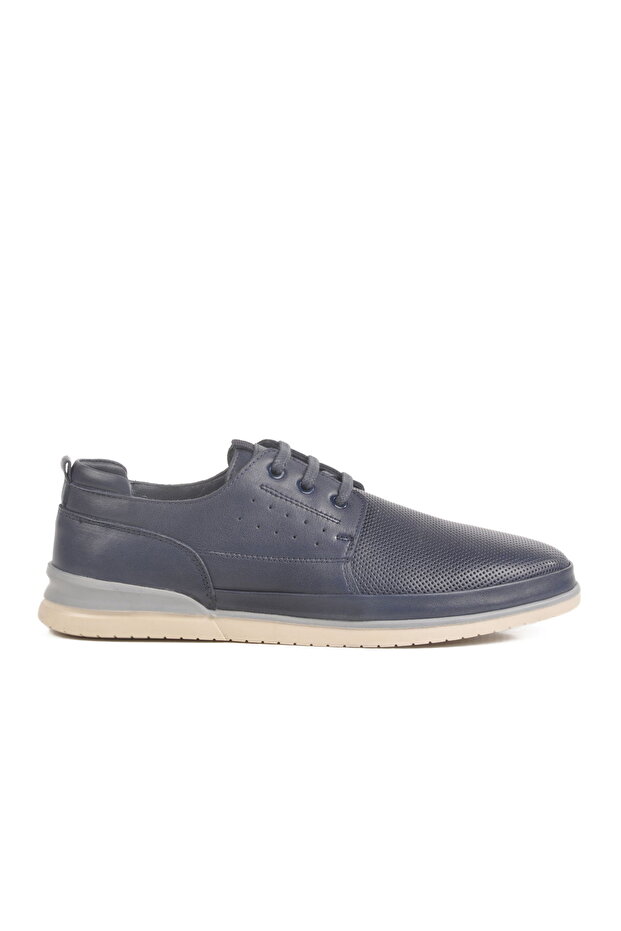 Navy Blue Genuine Leather Men's Casual Shoes