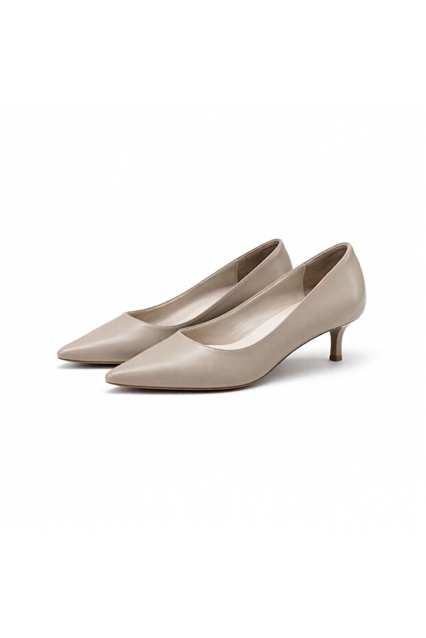 Genuine Leather 4 cm Heeled Pointed Toe Women's Stiletto