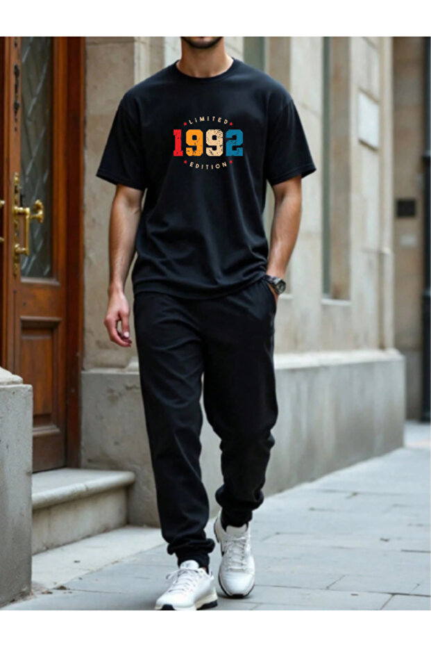 1992 مطبوع طقم بدلة رياضية كبيرة الحجم