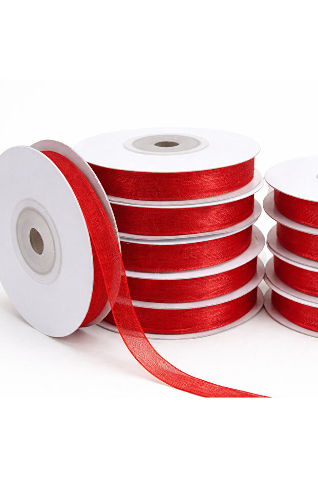 Organza Tulle Ribbon Red 1cm 22Mt, Bride, Bundle, Engagement, Dowry, Gift, Packaging, Decoration, Wedding